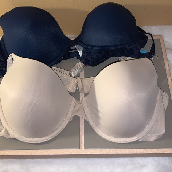 🦋 ELLEN TRACY T-Shirt Bras (Navy and Beige) NWT 38B - Picture 9 of 15